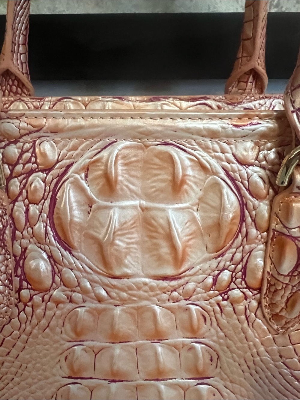 Brahmin Rose Gold Croc-Embossed Satchel - Picture 5 of 11